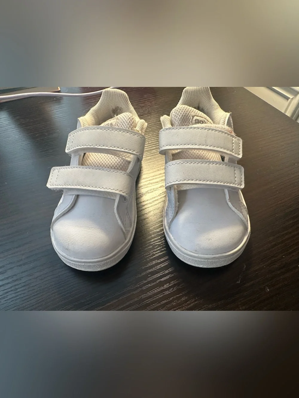adidas Kids White Sneakers with Iridescent Stripes